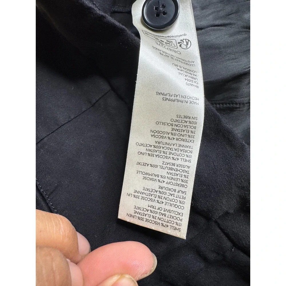 Maeve Anthropologie Black Linen Blend Straight Leg Trousers Pants Womens Size 6‎